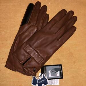 { new goods } Agata high class leather gloves tea 