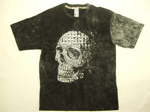 横浜最新 ドクロスカール 黒絞り柄♪魅惑のＴシャツ Skull L, XL 送料220円 ξtsξ ξ ξ27