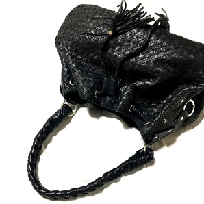 【送料無料】リアルオーストリッチ 編み込み タッセル 鋲 大き目 ショルダーバッグ トートバッグ ハンドバッグ