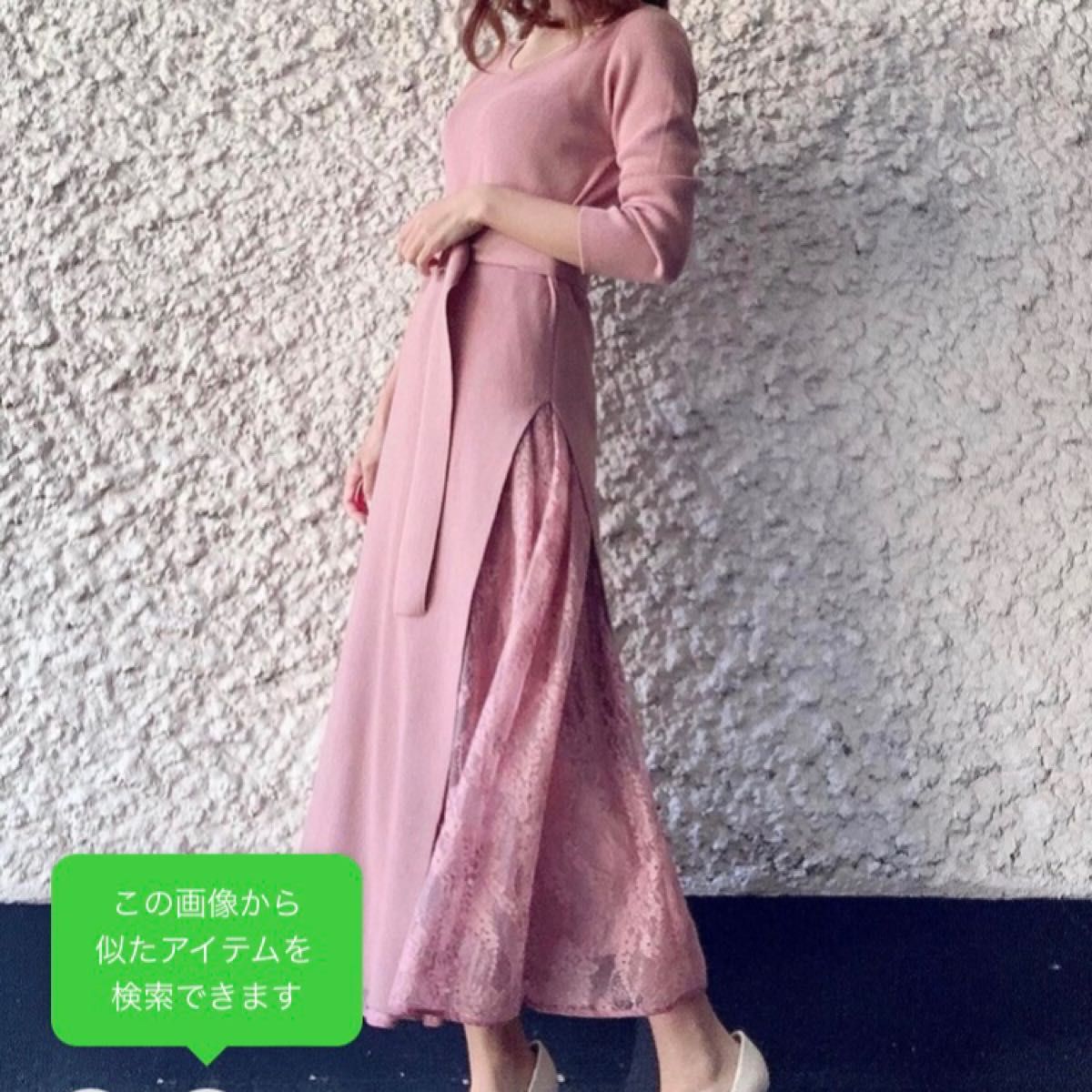 VALENTINO レースパネル ニットワンピース ピンク|PayPayフリマ