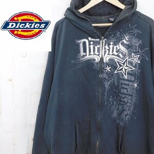 アメリカ直輸入古着　ディッキーズDickies■ビッグサイズ スウェットパーカー フード付きジップジャケッ■2XL■ブラック　※RY2613009