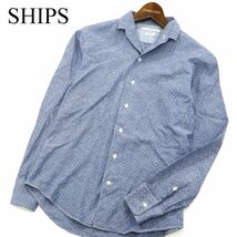 SHIPS シップス 春夏 長袖 Slim Fit 【コットン リネン】 ドット 総柄 シャツ Sz.S　メンズ　C3T00450_1#A_画像1