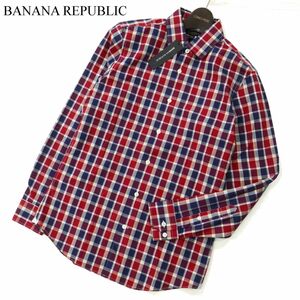 【新品 未使用】 BANANA REPUBLIC バナナリパブリック 通年 長袖 ノンアイロン チェック★ シャツ Sz.S　メンズ　C3T00529_1#C