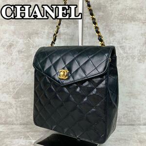 良品　CHANEL　シャネル　ハンドバッグ　マトラッセ　ココマーク　チェーンハンドル　ターンロック　レザー　ブラック　黒　ビンテージ