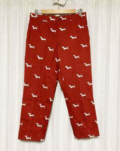  прекрасный товар *[THOM BROWNE] Dux fndo вышивка животное хлопок слаксы брюки 2 красный красный сделано в Японии мужской Tom Brown 