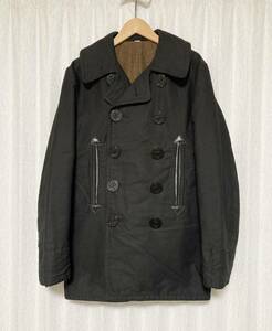 美品☆[BUZZ RICKSON'S] WILLIAM GIBSON TYPE BLACK PEACOAT レザー切替 ジャングルクロス ピーコート 36 ブラック BR13656 バズリクソンズ