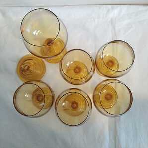 ブランデーグラス？ワイングラス？ 6客 ブラウン系のガラス 昭和レトロの画像5