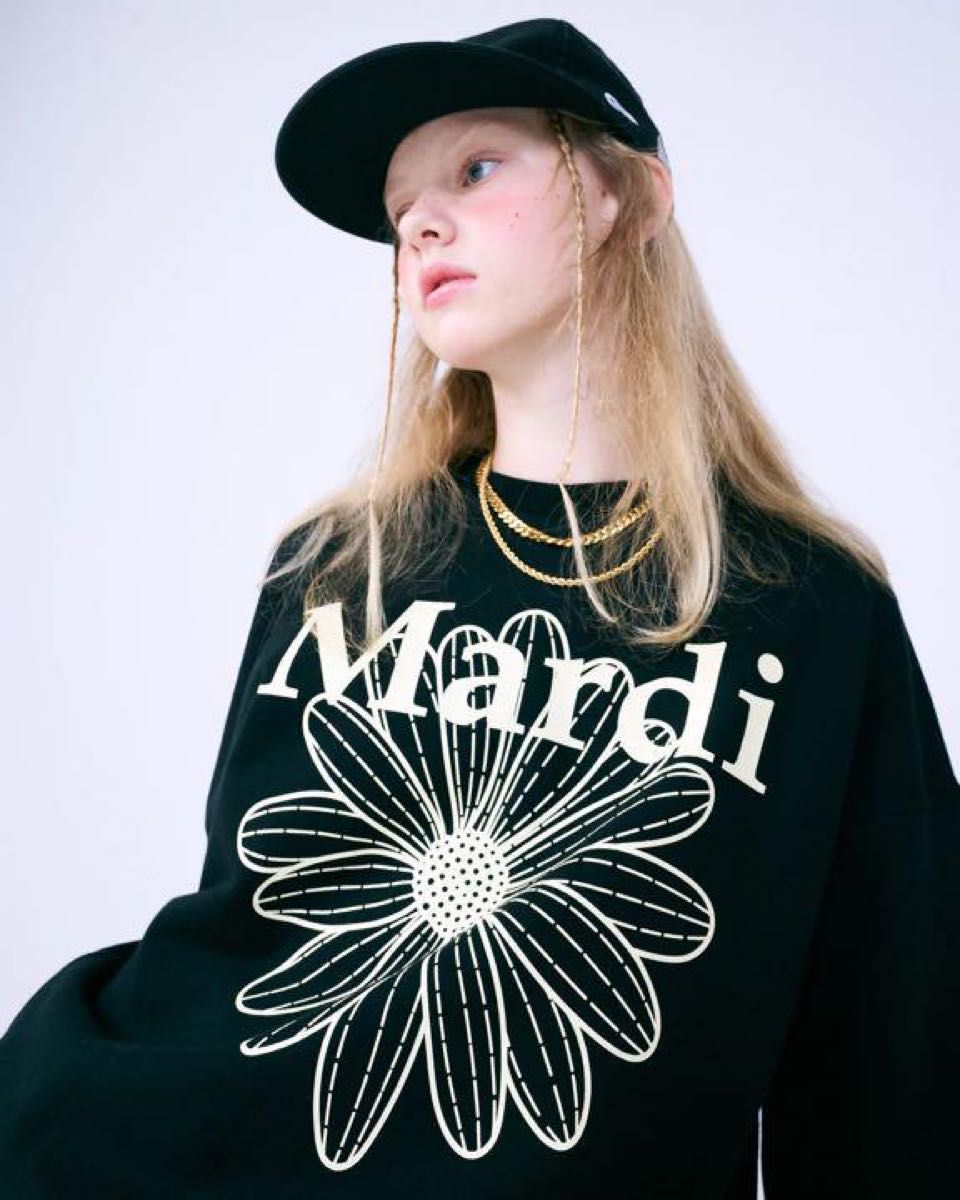 マルディメクルディ mardi mercredi oatmeal-black フラワープリント