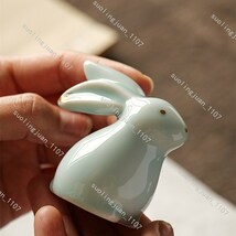 ハンドメイド 2点セット ウサギ置物 茶道具 陶器 焼物 うさぎ 置物 中国陶器 工芸品 民芸品 インテリア置物#0328_画像8