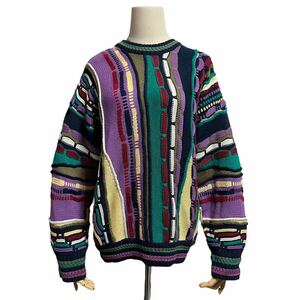【1980〜90s】ビンテージ　オーストラリア製　3D編みデザインニットセーター　アート　coogi好きに 古着　ユーロ