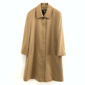 ☆訳あり 古着 CASHMERE カシミヤ100% レディース 比翼 ステンカラーコート バルマカーンコート ベージュ サイズ9AR【送料一律/同梱可能】