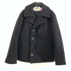 ☆旧タグ SHOTT ショット U.S.740 N PEA JACKET USA製 VINTAGE Pコート ピーコート ブラック 黒 サイズ38 防寒【送料一律/同梱可能】