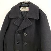 ☆旧タグ SHOTT ショット U.S.740 N PEA JACKET USA製 VINTAGE Pコート ピーコート ブラック 黒 サイズ38 防寒【送料一律/同梱可能】_画像2