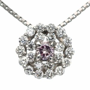 可憐な美しさ ▼ Pt900/850 ピンクダイヤ 0.075ct FANCY PURPLE PINK ダイヤ 0.26ct ペンダントネックレス 中宝研ソーティング ★jz740