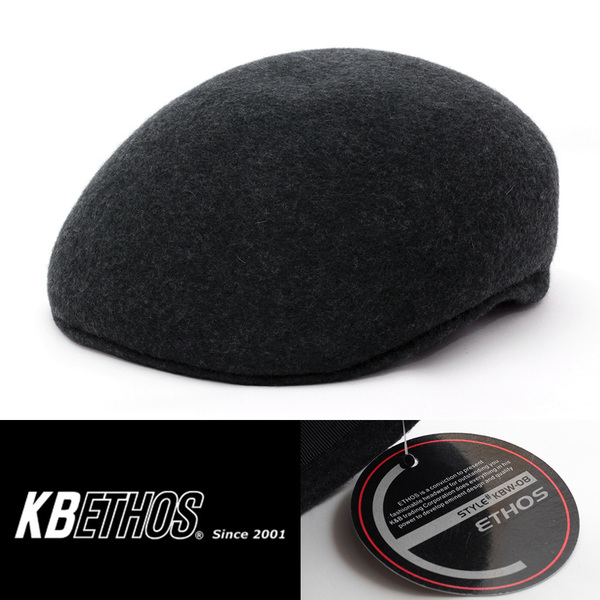 ウール ハンチング 帽子 メンズ ケービーエトス KB ETHOS Wool Felt Ascot ブラック XLサイズ 正規品 KBW-08-GRY-XL USA NYC