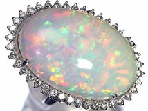 7905I【1円～】新品【RK宝石】≪opal≫ 圧倒的存在感! 極上オパール 超特大26.57ct!! 極上ダイヤモンド 総計1.16ct! K18WG 超高級リング_画像5