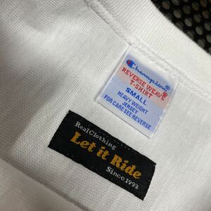 let it ride ×チャンピオン champion 半袖 プリントTシャツ 白 ホワイト 使用感のあるシワあり レットイットライド Sサイズ LIRCEC