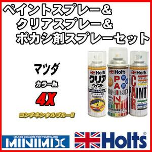 ペイントスプレー マツダ 4X コンチネンタルブルーM Holts MINIMIX クリアスプレー ボカシ剤スプレーセット