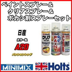 ペイントスプレー 日産 A20 パッションレッド Holts MINIMIX クリアスプレー ボカシ剤スプレーセット