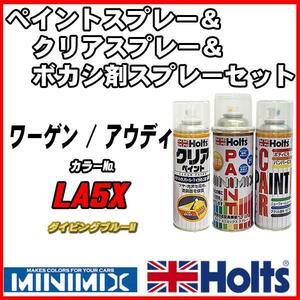 ペイントスプレー ワーゲン / アウディ LA5X ダイビングブルーM Holts MINIMIX クリアスプレー ボカシ剤スプレーセット