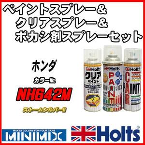 ペイントスプレー ホンダ NH642M ストームシルバーM Holts MINIMIX クリアスプレー ボカシ剤スプレーセット