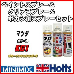 ペイントスプレー マツダ KG1 ブルーイッシュシルバーM Holts MINIMIX クリアスプレー ボカシ剤スプレーセット