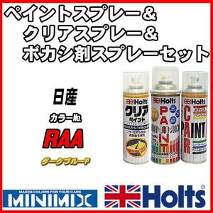 ペイントスプレー 日産 RAA ダークブルーP Holts MINIMIX クリアスプレー ボカシ剤スプレーセット