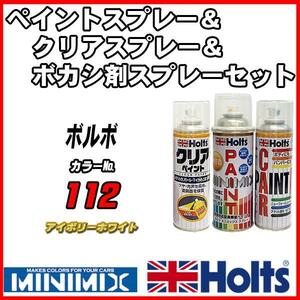 ペイントスプレー ボルボ 112 アイボリーホワイト Holts MINIMIX クリアスプレー ボカシ剤スプレーセット