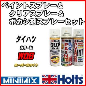 ペイントスプレー ダイハツ W06 スーパーホワイト Holts MINIMIX クリアスプレー ボカシ剤スプレーセット