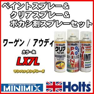 ペイントスプレー ワーゲン / アウディ LX7L マンハッタングレーM Holts MINIMIX クリアスプレー ボカシ剤スプレーセット