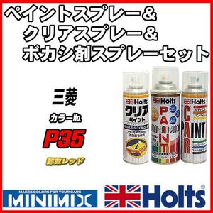 ペイントスプレー 三菱 P35 郵政レッド Holts MINIMIX クリアスプレー ボカシ剤スプレーセット