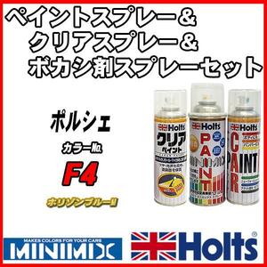 ペイントスプレー ポルシェ F4 ホリゾンブルーM Holts MINIMIX クリアスプレー ボカシ剤スプレーセット