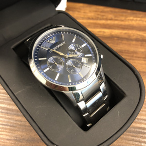 [ secondhand goods ] Emporio Armani wristwatch men's blue face 