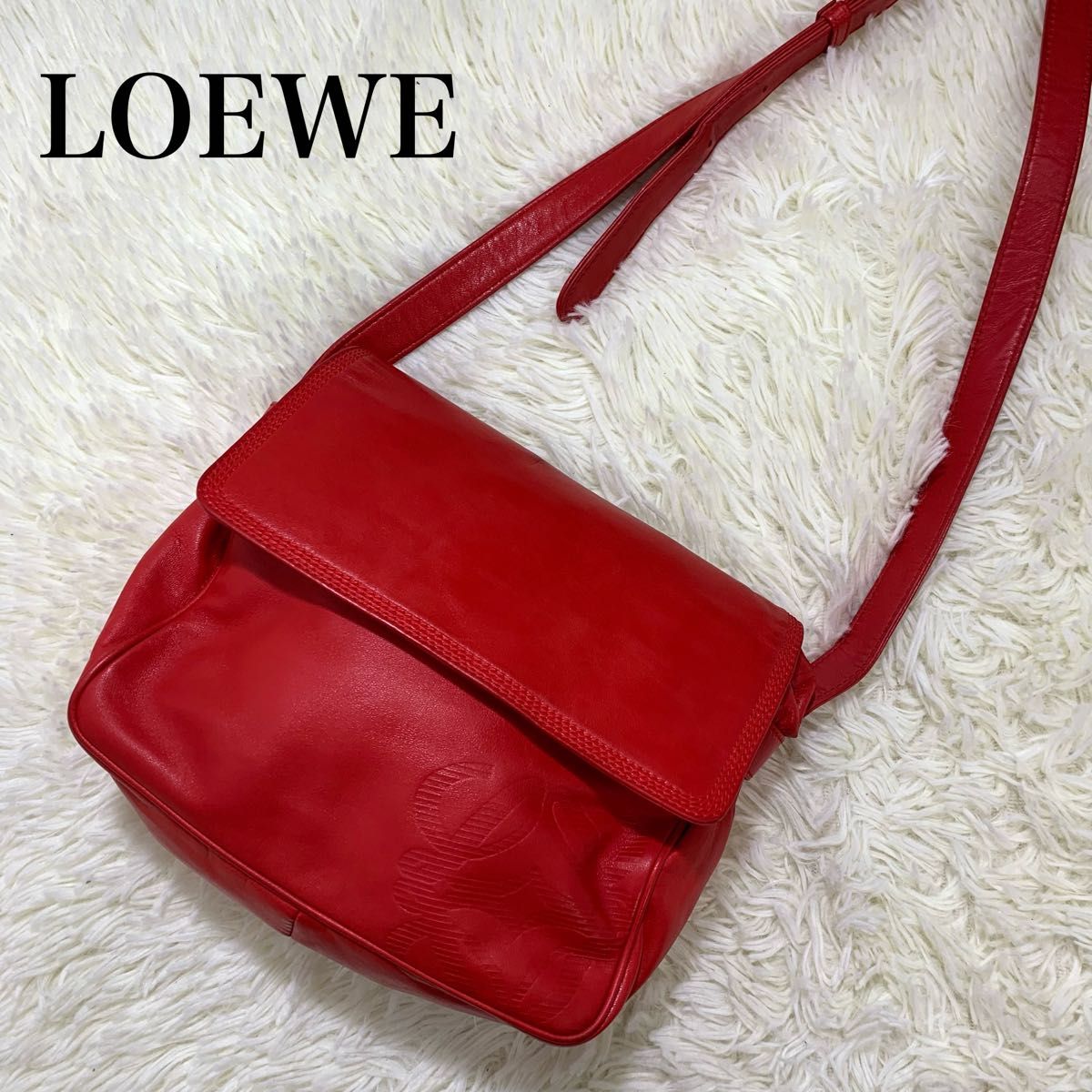 ✨美品✨ロエベ 巾着 アナグラム ショルダーバッグ ボルドー ナッパ