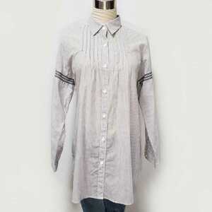 CASTELBAJAC Castelbajac long sleeve shirt tunic long height stripe pattern size 2( approximately M size corresponding )