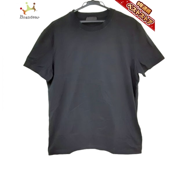 PRADA 長袖Tシャツカットソー　無地ロゴ　黒　XL Tシャツ/カットソー(七分/長袖) 【返品?交換対象商品】