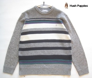  прекрасный товар!! - shupapi-HUSH PUPPIES* Logo вышивка окантовка рисунок шерсть Touch вязаный свитер S серый 
