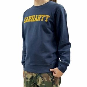 新品 カーハート carhartt wip フロッキー プリント ロゴ 色褪せ カレッジ スウェット トレーナー アッシュ ネイビー S ワーク ストリート