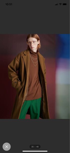 ビッグシルエット メルトン サイドスリットロングチェスターコート