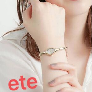 値下げ!eteバングルウォッチ ドームガラス◯正規店購入アガットクリスマスゴールド開運リモートモテボーナス腕時計入学式新卒入社式