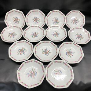 K351 八角皿 まとめて 13枚セット 盛り皿 炒飯 花龍 中華・チャーハン皿 麻婆豆腐 中華食器 陶器 の画像1
