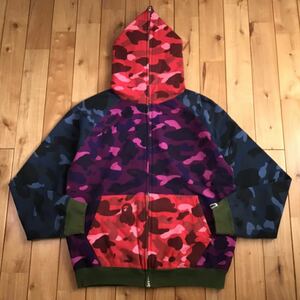 Crazy color camo フルジップ パーカー Mサイズ a bathing ape bape full zip hoodie エイプ ベイプ アベイシングエイプ 迷彩 nigo m19