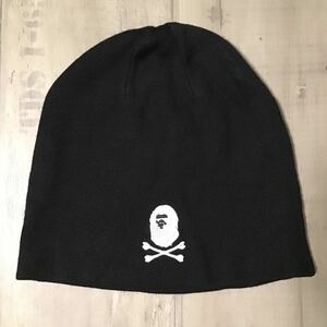 ★パイレーツストア限定★ BAPE HEAD cross born ニット帽 ブラック a bathing ape エイプ ベイプ ニット キャップ knit cap beanie m2