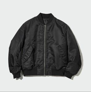 H6549　UNIQLO　ユニクロ　MA-1ブルゾン　ショートブルゾン　ジャンパー　アウター　中綿　2022AW　黒 ブラック　S