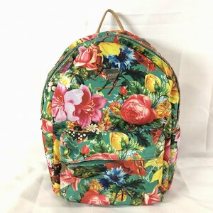 JOYRICH ジョイリッチ 花柄キャンバス地 リュックサック 緑X赤 中古