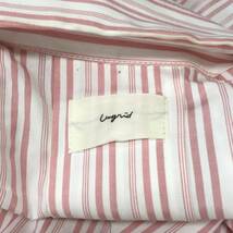 Ungrid アングリッド スリーブデザインストライプシャツ　Fサイズ　ピンク　スリーブデザインビックシャツ　S10-7　USED_画像8