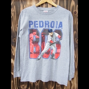 管理：0-164 ☆ 2007年 MLBPA PEDROIA選手　メジャーリーガー　ダスティン ペドロイア　 ロング　Tシャツ 長袖 メンズ 　M