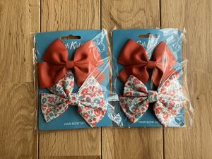  new goods Cath Kidston hair clip ribbon floral print hair accessory red 