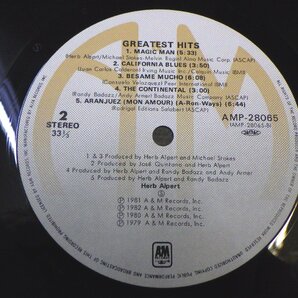 LP レコード 帯 レンタル落ち Herb Alpert ハーブ アルパート GREATEST HIT グレイテスト ヒット 【 E- 】 D8675Aの画像4