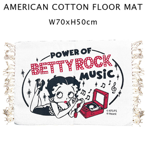 ベティちゃん コットンマット (ミュージック) レコード BETTY フロアマット 玄関マット ガレージ 西海岸風 インテリア アメリカン雑貨